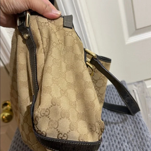 Gucci Beige and Dark Brown Shoulder Bag